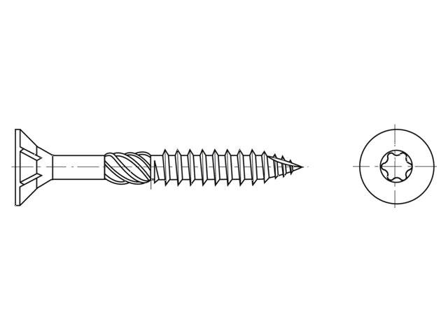Schroef; voor hout; 6x120; Kop: verzonken; Torx®; TX30; zink Schroef; voor hout; 6x120; Kop: verzonken; Torx®; TX30; zink